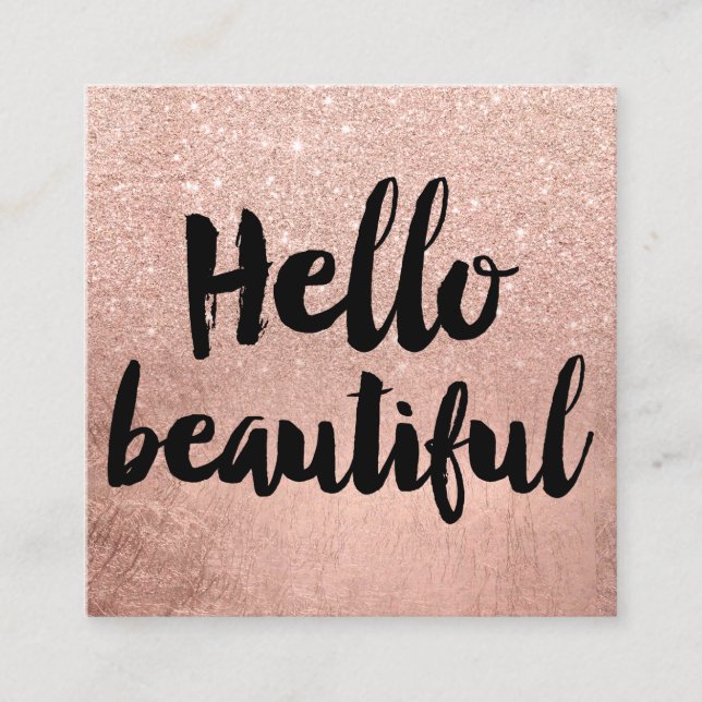 Hallo schöner Typografie-Rosen-GoldGlitter 2 Quadratische Visitenkarte (Vorderseite)