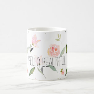 Hallo schönes Aquarell mit Blumen Kaffeetasse