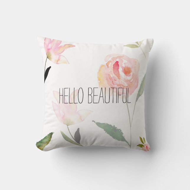 Hallo schönes Aquarell mit Blumen Kissen (Vorderseite)