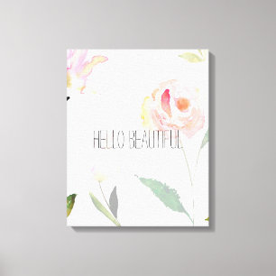 Hallo schönes Aquarell mit Blumen Leinwanddruck