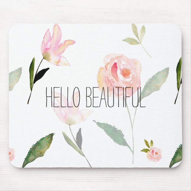 Hallo schönes Aquarell mit Blumen Mousepad (Vorne)