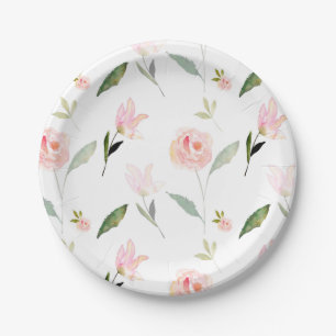 Hallo schönes Aquarell mit Blumen Pappteller