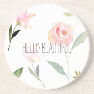 Hallo schönes Aquarell mit Blumen Sandstein Untersetzer