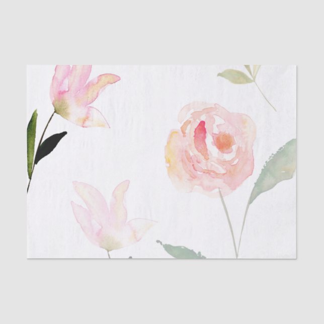 Hallo schönes Aquarell mit Blumen Seidenpapier (Vorderseite)
