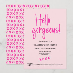 Hallo Schönes XOXO Rosa Galentine’s Day Brunch Einladung