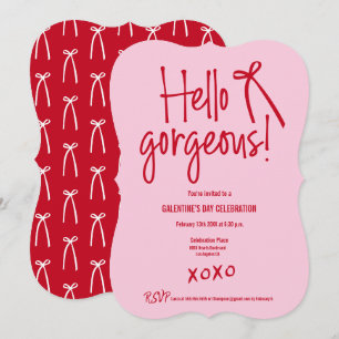 Hallo Schönheit Galentine’s Day Rot und Rosa  Einladung