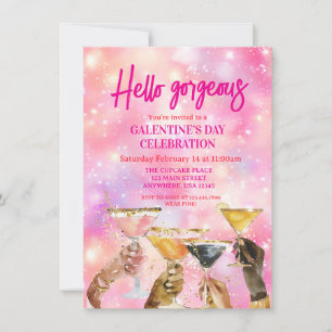 Hallo Schönheit Galentine's Day Glitter Rosa Einladung