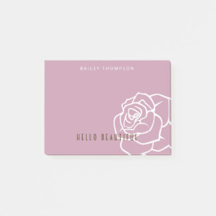 Hallo Schönheit - Moderne Chic Rosafarbene Rose Post-it Klebezettel