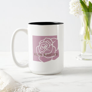 Hallo Schönheit - Moderne rosa Rose Zweifarbige Tasse