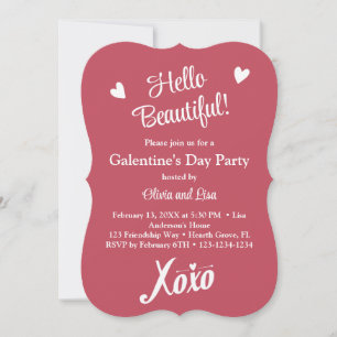 Hallo Schönheit Pink XOXO Galentine’s Day Party Einladung
