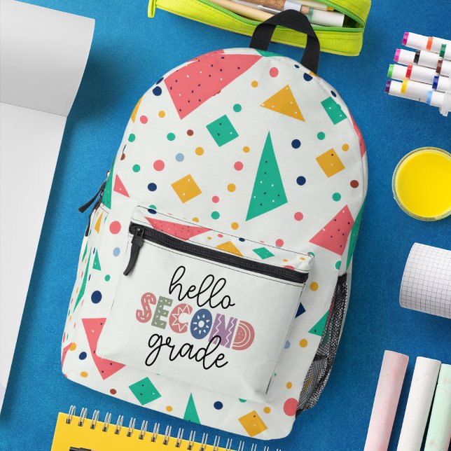 Hallo Schule Grade farbenfroh geometrisch Bedruckter Rucksack (Hello Kinder Garten colorful geometric Printed Backpack)