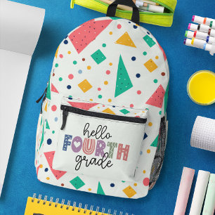 Hallo Schule Grade farbenfroh geometrisch Bedruckter Rucksack