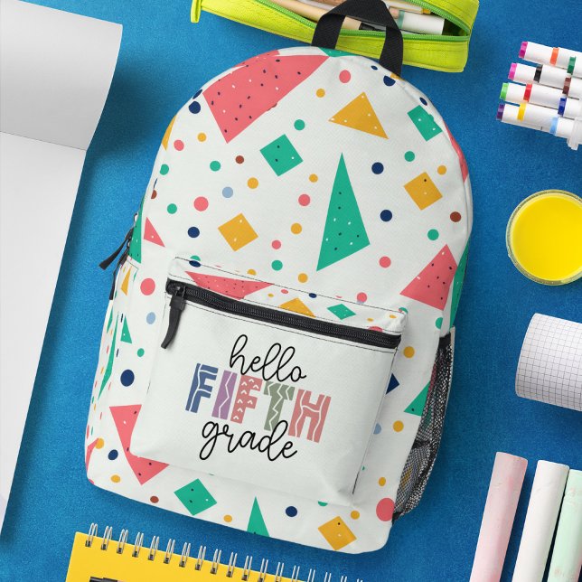 Hallo Schule Grade farbenfroh geometrisch Bedruckter Rucksack (Hello school Grade colorful geometric Printed Backpack)