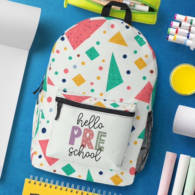 Hallo Schule Grade farbenfroh geometrisch Bedruckter Rucksack (Hello school Grade colorful geometric Printed Backpack)