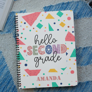 Hallo Schule Grade farbenfrohe geometrische indivi Notizblock