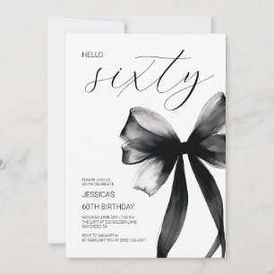 Hallo Sechzig Elegant Script Schleife 60. Geburtst Einladung