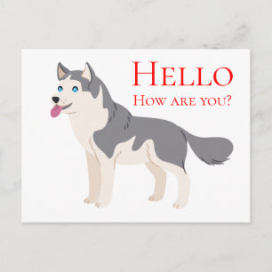 Hallo Sibirischer Husky Welpe Hund Freundschaft Li Postkarte