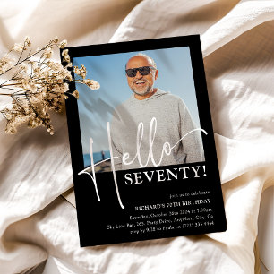 Hallo! SIEBENTY! Minimal 70. Geburtstagsparty Einladung