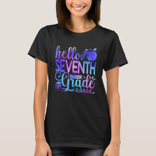 Hallo Siebte Gefärbte Krawatte zurück zur Schule E T-Shirt