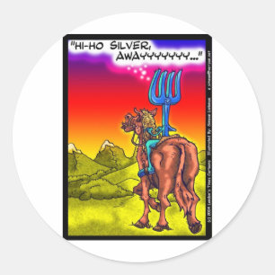 Hallo Silber? Lustige Lone Ranger Parodie Cartoon  Runder Aufkleber