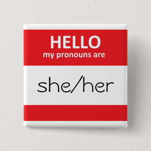 HALLO sind meine Pronomina sie/ihr quadratischer Button