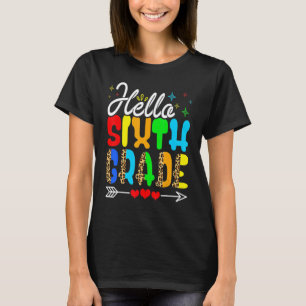 Hallo Sixth Grade Leopard Print 6. Grade Zurück zu T-Shirt