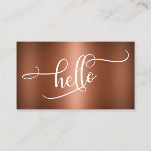 Hallo Skript-Typografie über glattem, unechtem Kup Visitenkarte