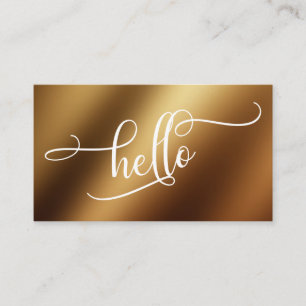 Hallo Skript-Typografie über glatter Goldfolie Visitenkarte
