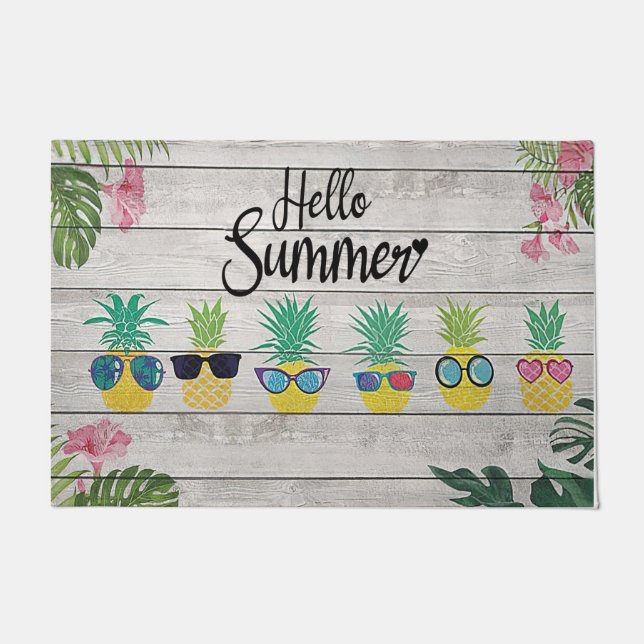 Hallo Sommer Ananas Doormat, Frucht Willkommen Fußmatte (Vorderseite)