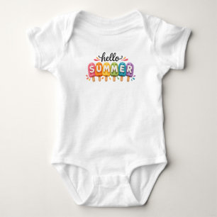 Hallo Sommer Bunter Stiel Sommerfeier Baby Strampler