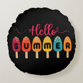 Hallo Sommer | Colorful Popsice Creme Rundes Kissen