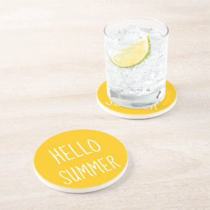 Hallo Sommer coole Typografie bunt       Getränkeuntersetzer