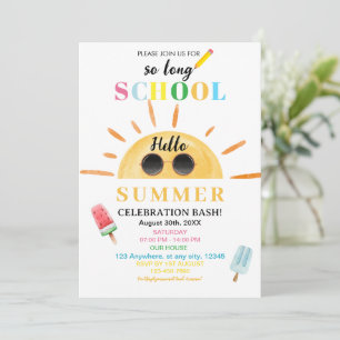 Hallo Sommer Ende der Schulzeit Schulschluss-Party Einladung