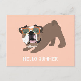 Hallo Sommer Englisch Bulldog Orange Postkarte