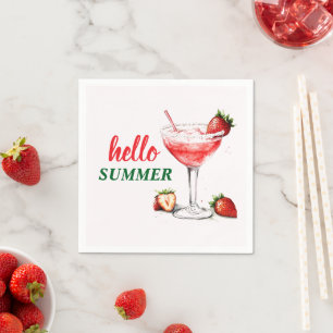 Hallo Sommer Erdbeer-Cocktail-Papier-Servietten Serviette