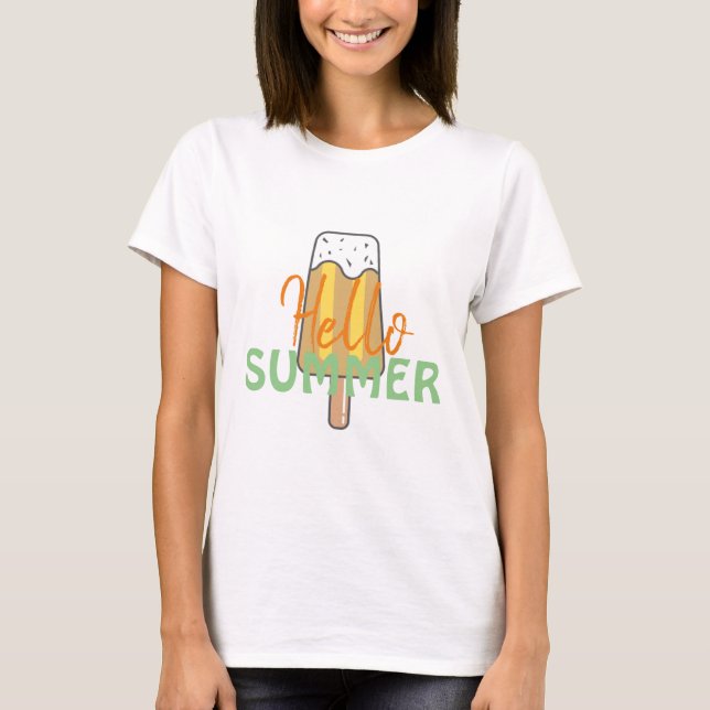 Hallo Sommer farbenfrohe Urlaubskleidung niedliche T-Shirt (Vorderseite)