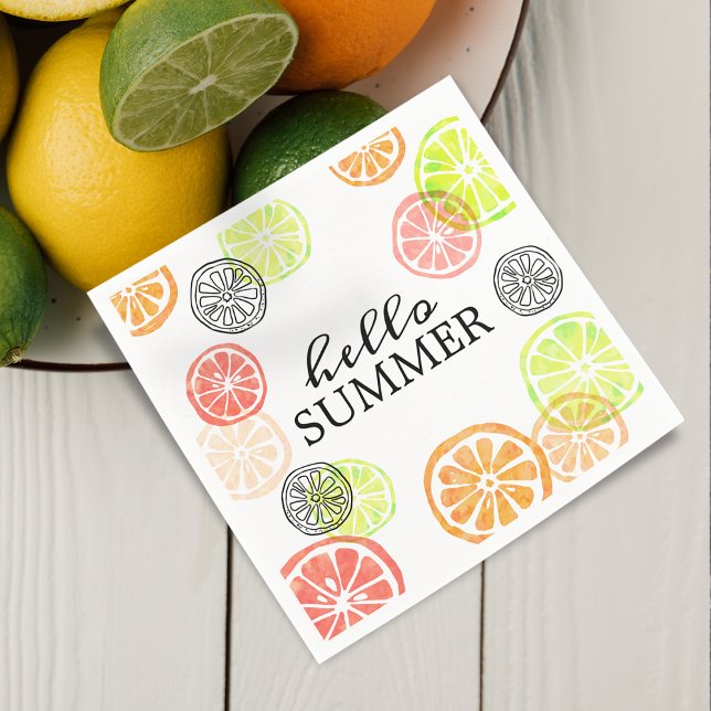 Hallo Sommer farbenfrohe Zitrusscheiben Serviette (Hello Summer Colorful Citrus Slices Napkins)