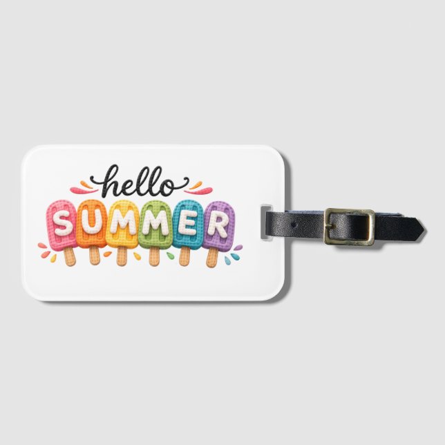 Hallo Sommer-Faux-Yarn-Design Gepäckanhänger (Vorderseite (Horizontal))