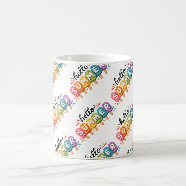 Hallo Sommer Faux-Yarn-Design Kaffeetasse (Mittel)