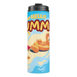 Hallo Sommer Flamingo Thermobecher Thermosbecher