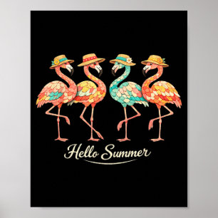 Hallo Sommer Flamingo Vintage Trocal Süße Vögel Poster
