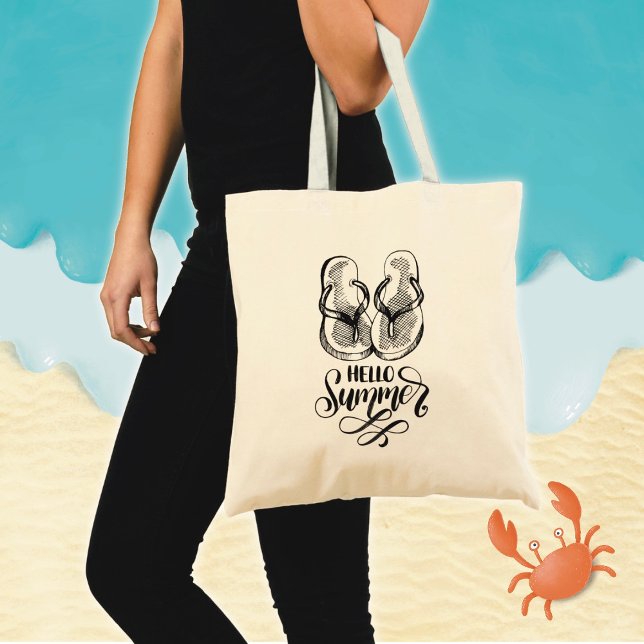Hallo Sommer Flip Flops Tote Bag Tragetasche (Von Creator hochgeladen)