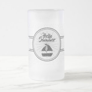 Hallo Sommer Frostglas Bierkrug Mattglas Bierglas