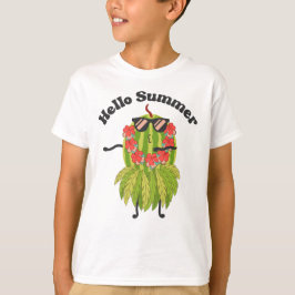 Hallo Sommer Funny Fatermelon Obst Mit Sonnenunter T-Shirt