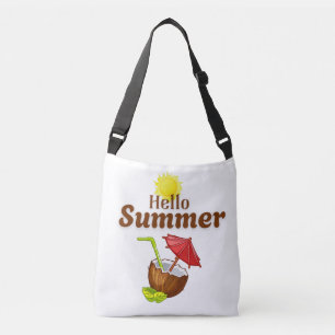 Hallo Sommer Gelbe Sonne Kokosnuss Roter Schirm Tragetaschen Mit Langen Trägern
