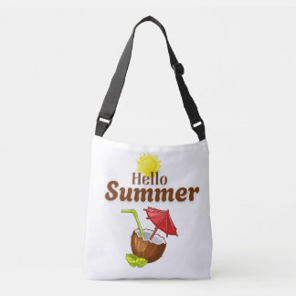 Hallo Sommer Gelbe Sonne Kokosnuss Roter Schirm Tragetaschen Mit Langen Trägern