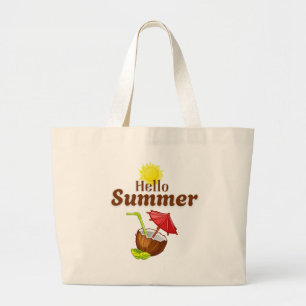 Hallo Sommer Gelbe Sonne Kokosnuss Rotes Sonnensch Jumbo Stoffbeutel