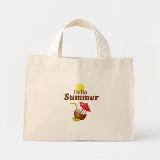 Hallo Sommer Gelbe Sonne Kokosnuss Rotes Sonnensch Mini Stoffbeutel