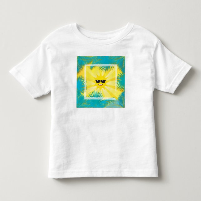 Hallo Sommer! Happy Sun Smiley Tropical Palm Kleinkind T-shirt (Vorderseite)