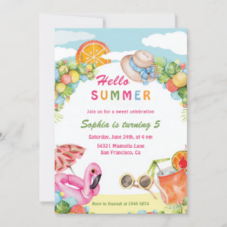 Hallo Sommer Kindergeburtstag Einladung